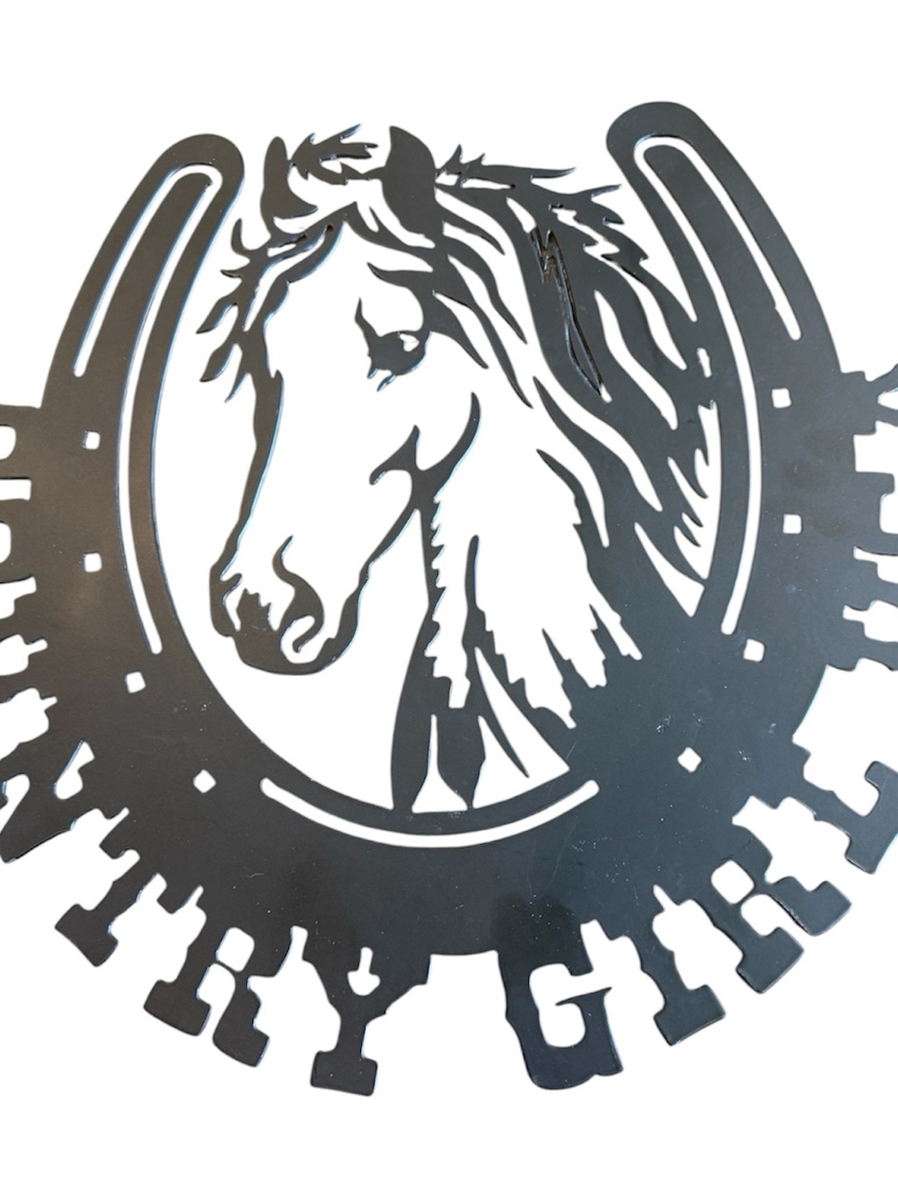 Black Metal Horse Head Horseshoe Wall Art - Unknown Brand